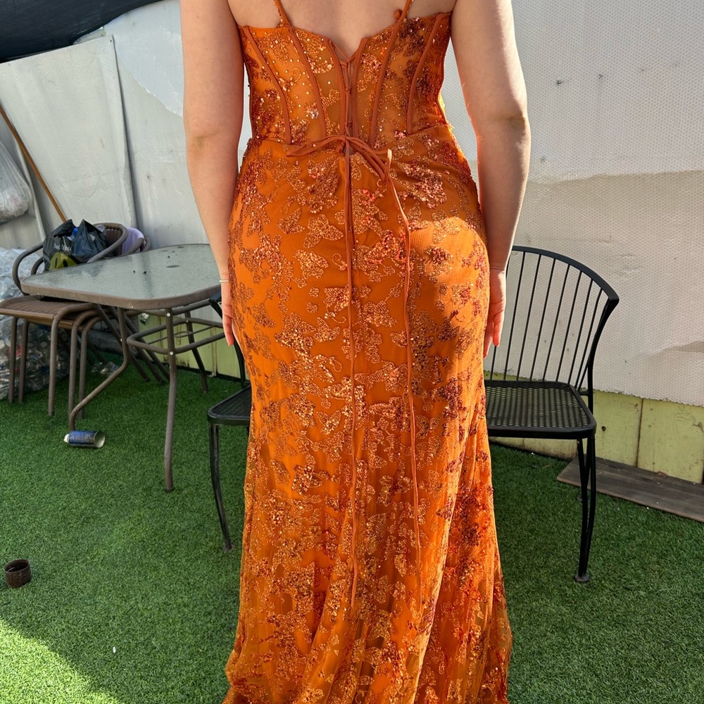 Glittery Orange Prom Dress